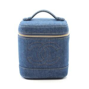 Chanel Coco Mark Handbag Denim Navy Blue